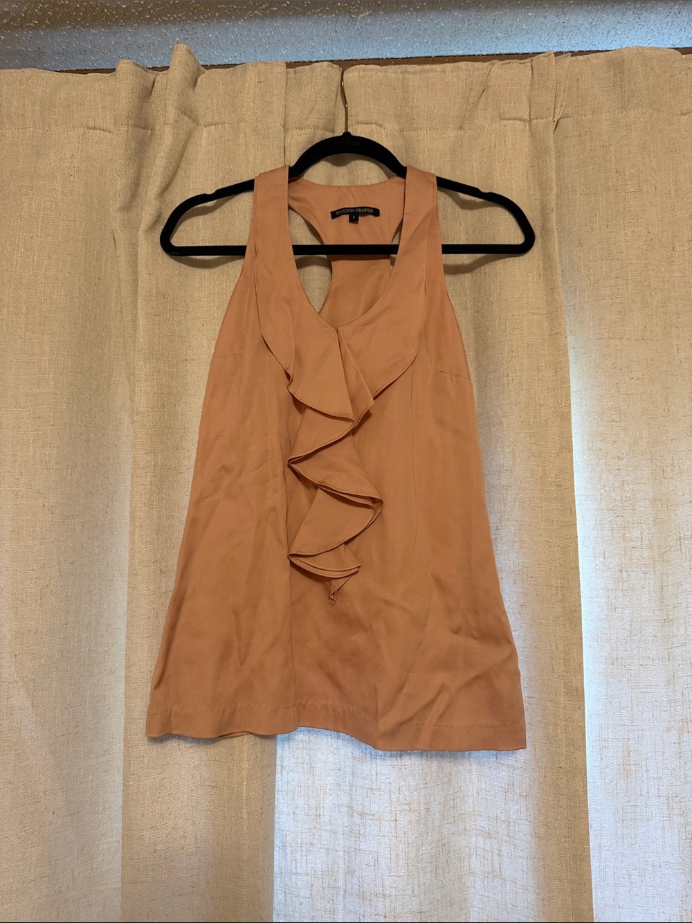 BOSTON PROPER pink ruffle tank 100% bamboo size 4
